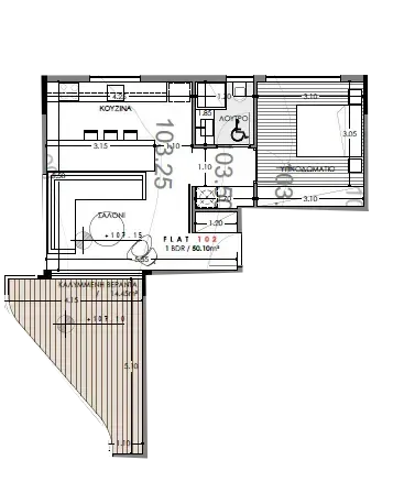 Floor plan for apartment 102