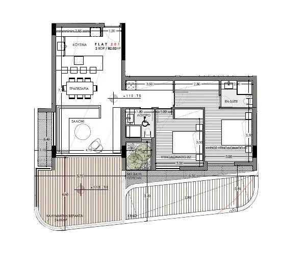 Floor plan for apartment 201