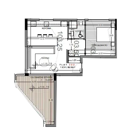 Floor plan for apartment 202