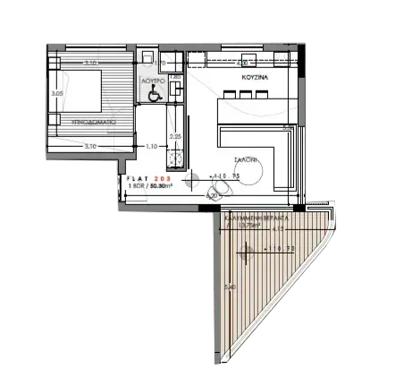 Floor plan for apartment 203