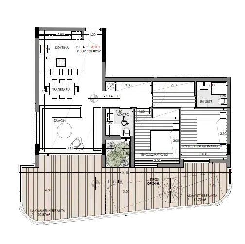 Floor plan for apartment 301