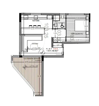 Floor plan for apartment 302