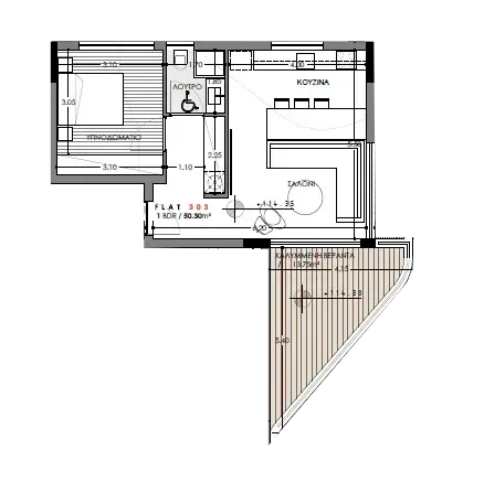 Floor plan for apartment 303